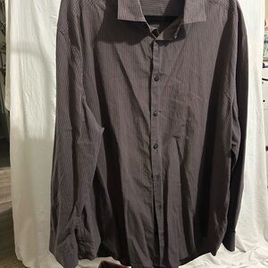 Perry Ellis Dark Gray Striped Dress Shirt